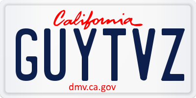 CA license plate GUYTVZ