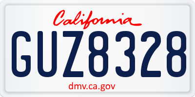 CA license plate GUZ8328