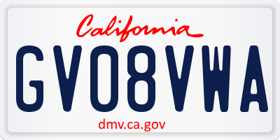 CA license plate GV08VWA