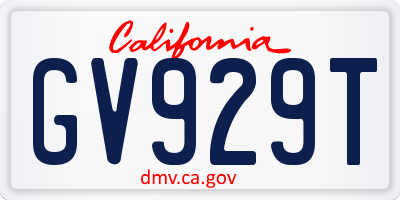 CA license plate GV929T