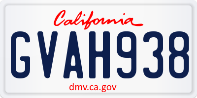 CA license plate GVAH938