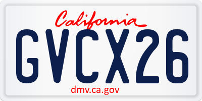 CA license plate GVCX26