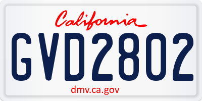 CA license plate GVD2802