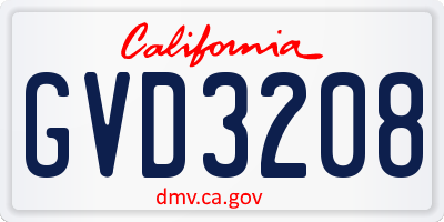 CA license plate GVD3208