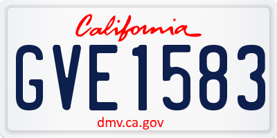 CA license plate GVE1583