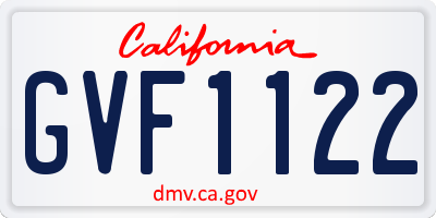 CA license plate GVF1122