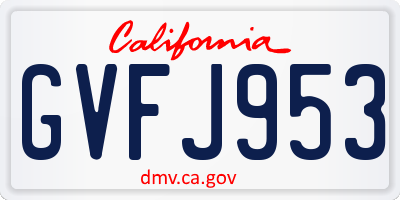 CA license plate GVFJ953