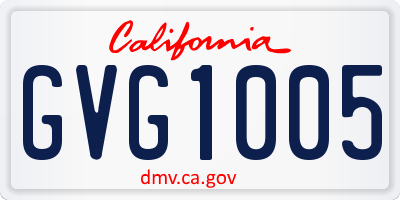 CA license plate GVG1005