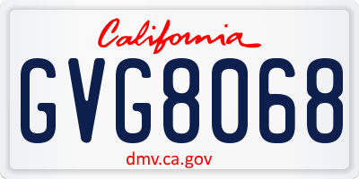 CA license plate GVG8068