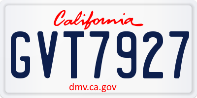 CA license plate GVT7927