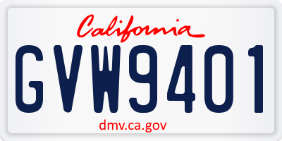 CA license plate GVW9401