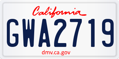 CA license plate GWA2719