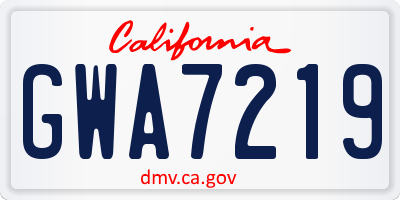 CA license plate GWA7219