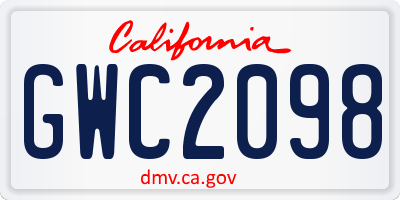 CA license plate GWC2098