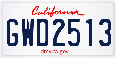 CA license plate GWD2513