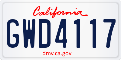 CA license plate GWD4117