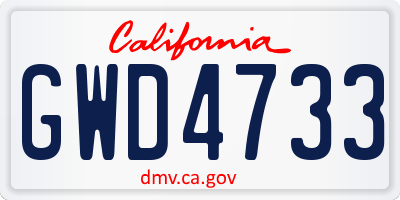 CA license plate GWD4733