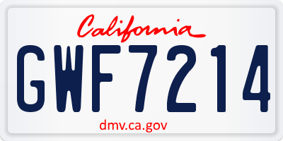 CA license plate GWF7214