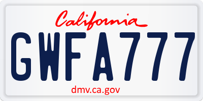 CA license plate GWFA777