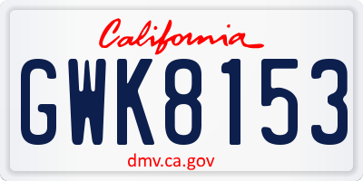 CA license plate GWK8153