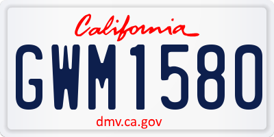 CA license plate GWM1580