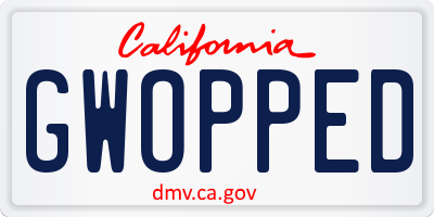 CA license plate GWOPPED