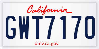 CA license plate GWT7170