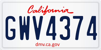 CA license plate GWV4374