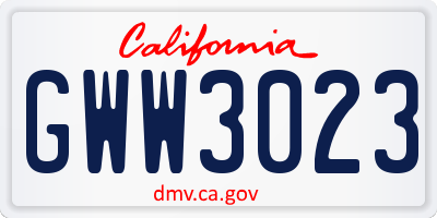 CA license plate GWW3023