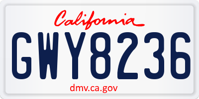 CA license plate GWY8236