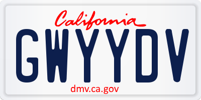 CA license plate GWYYDV