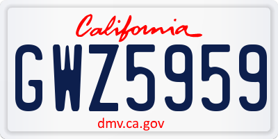 CA license plate GWZ5959