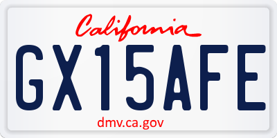 CA license plate GX15AFE