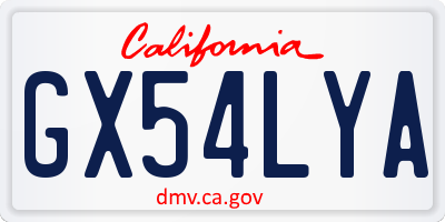 CA license plate GX54LYA