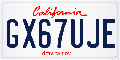 CA license plate GX67UJE