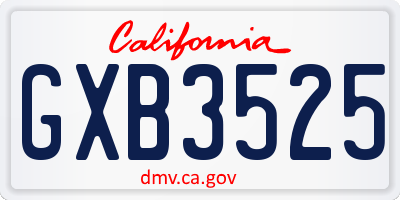 CA license plate GXB3525