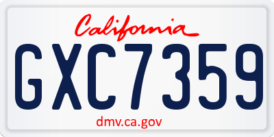 CA license plate GXC7359