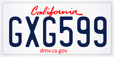 CA license plate GXG599