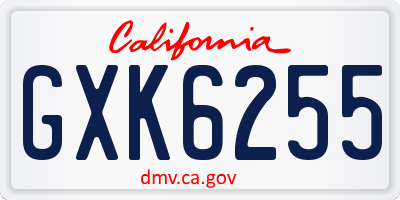 CA license plate GXK6255