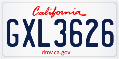 CA license plate GXL3626