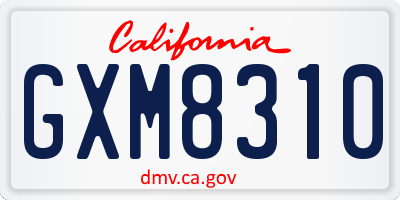 CA license plate GXM8310