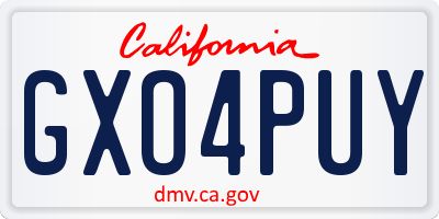 CA license plate GXO4PUY