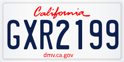 CA license plate GXR2199