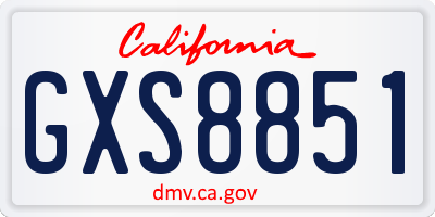 CA license plate GXS8851