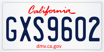 CA license plate GXS9602