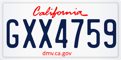 CA license plate GXX4759