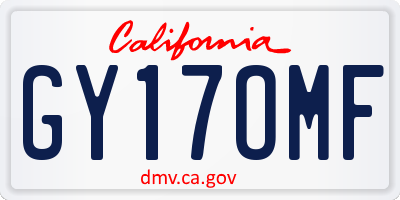 CA license plate GY17OMF