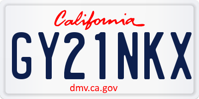 CA license plate GY21NKX