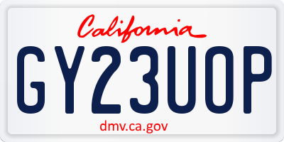 CA license plate GY23UOP