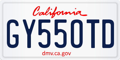 CA license plate GY55OTD